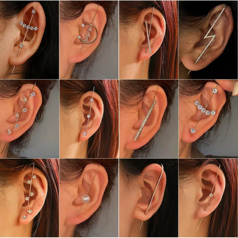 Earrings - New temperament puncture zircon embedded personalized