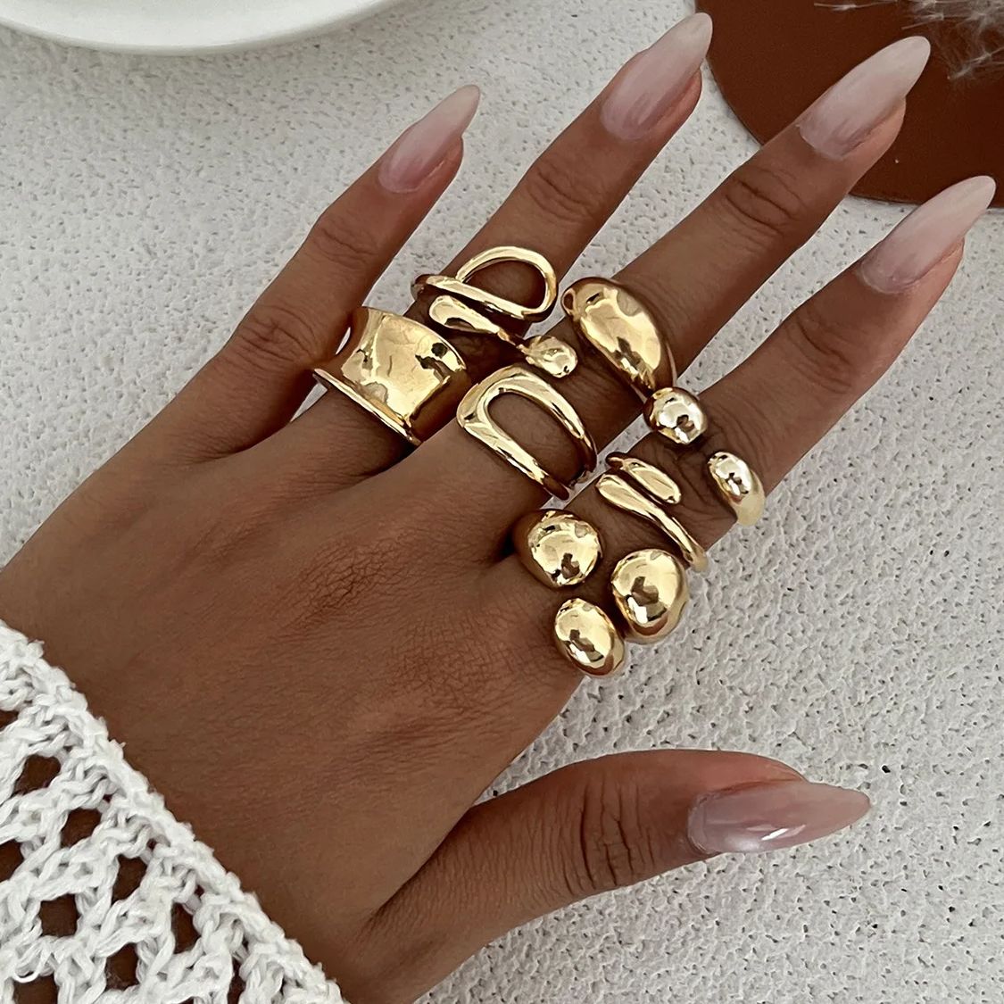 Vintage Punk Knuckle Rings Set - DIEZI One Set Fashion Hollow Geometric