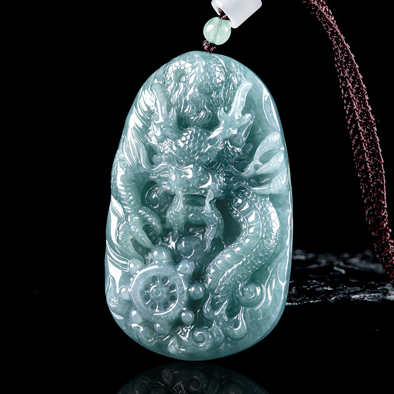 Necklaces - Burmese Jadeite Dragon Pendant Necklace Burmese
