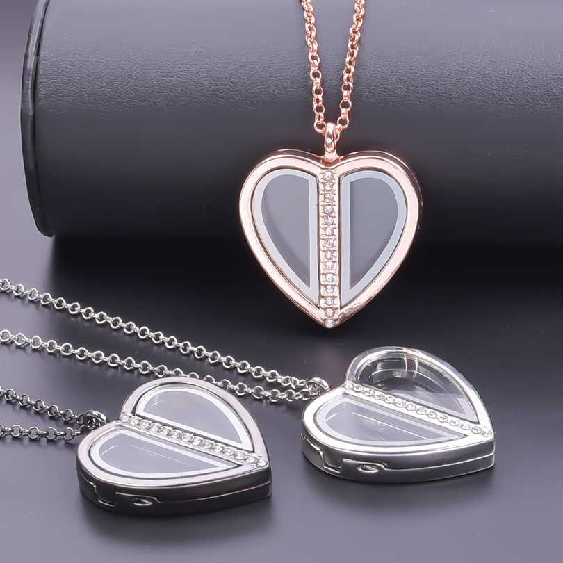 Heart Locket Necklace Photo - Magnet Heart Locket Necklace For Women