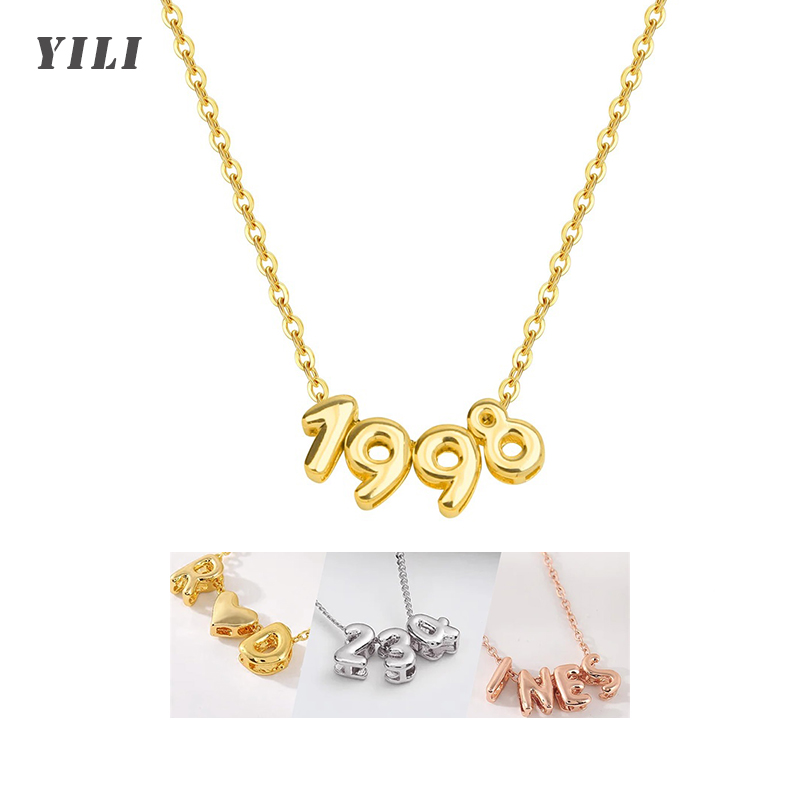 Initial Letter Necklace 18K Gold - Personalized 3D Bubble Letter Necklace Custom
