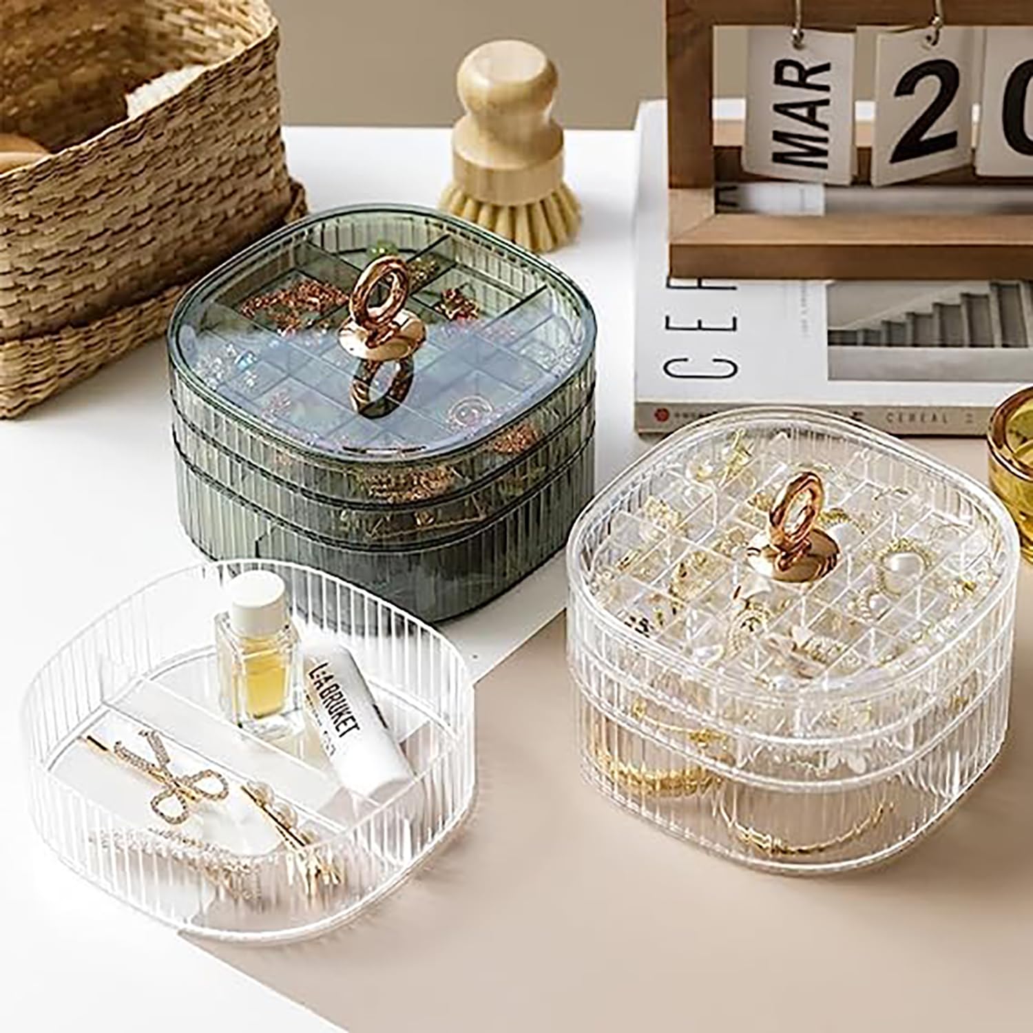 Earrings - Transparent Jewelry Box 3-Layer Stackable Case
