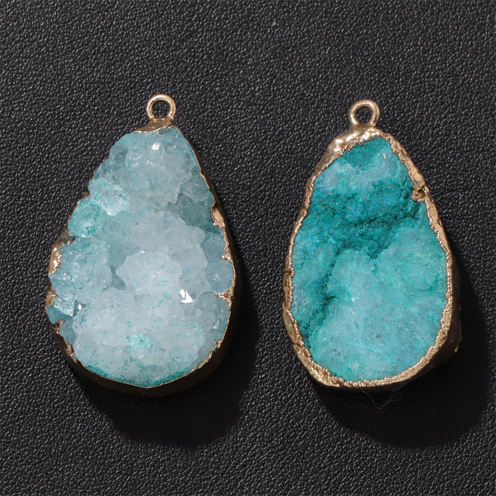 Crystal Pendant Necklace Natural Stone - 1PC Natural Agate Geode Pendant 25x38mm