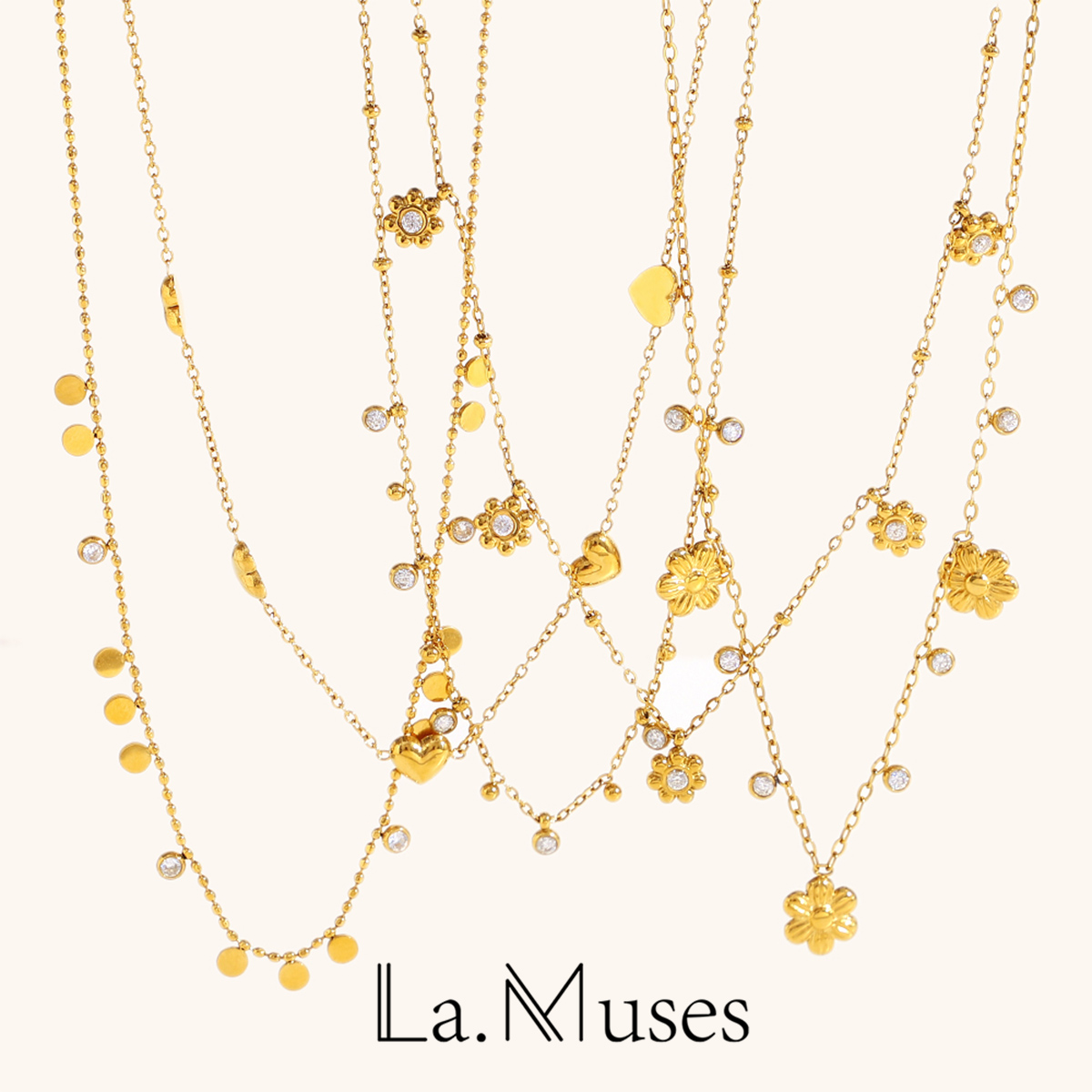 Heart Locket Necklace Photo - La. Muses Zircon Butterfly Love Flower