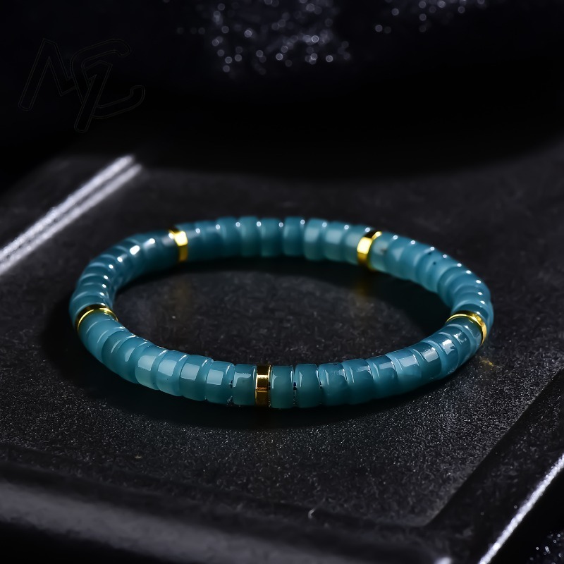 Bracelets - Natural Jadeite Blue Water Abacus Beads