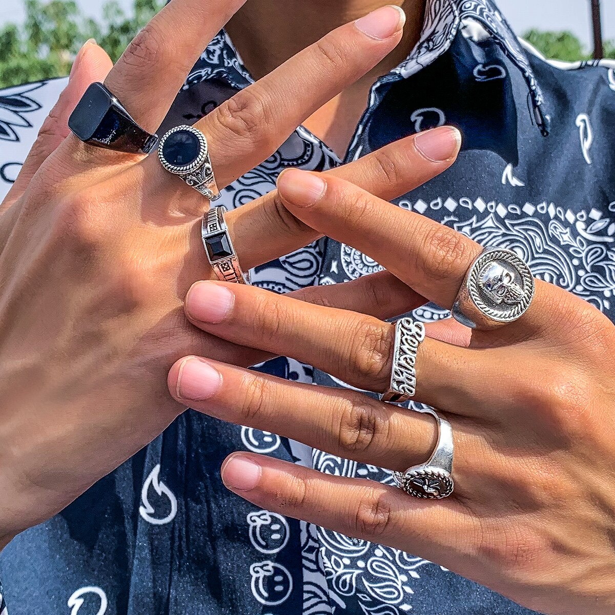6Pcs/Set Goth Vintage Skeleton - Vintage Punk Knuckle Rings Set ulasan dan harga