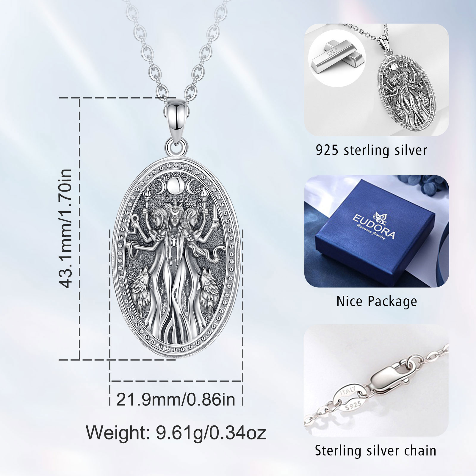 Eudora 925 Sterling Silver Tri - 925 Sterling Silver Chain Necklace Men ulasan dan harga