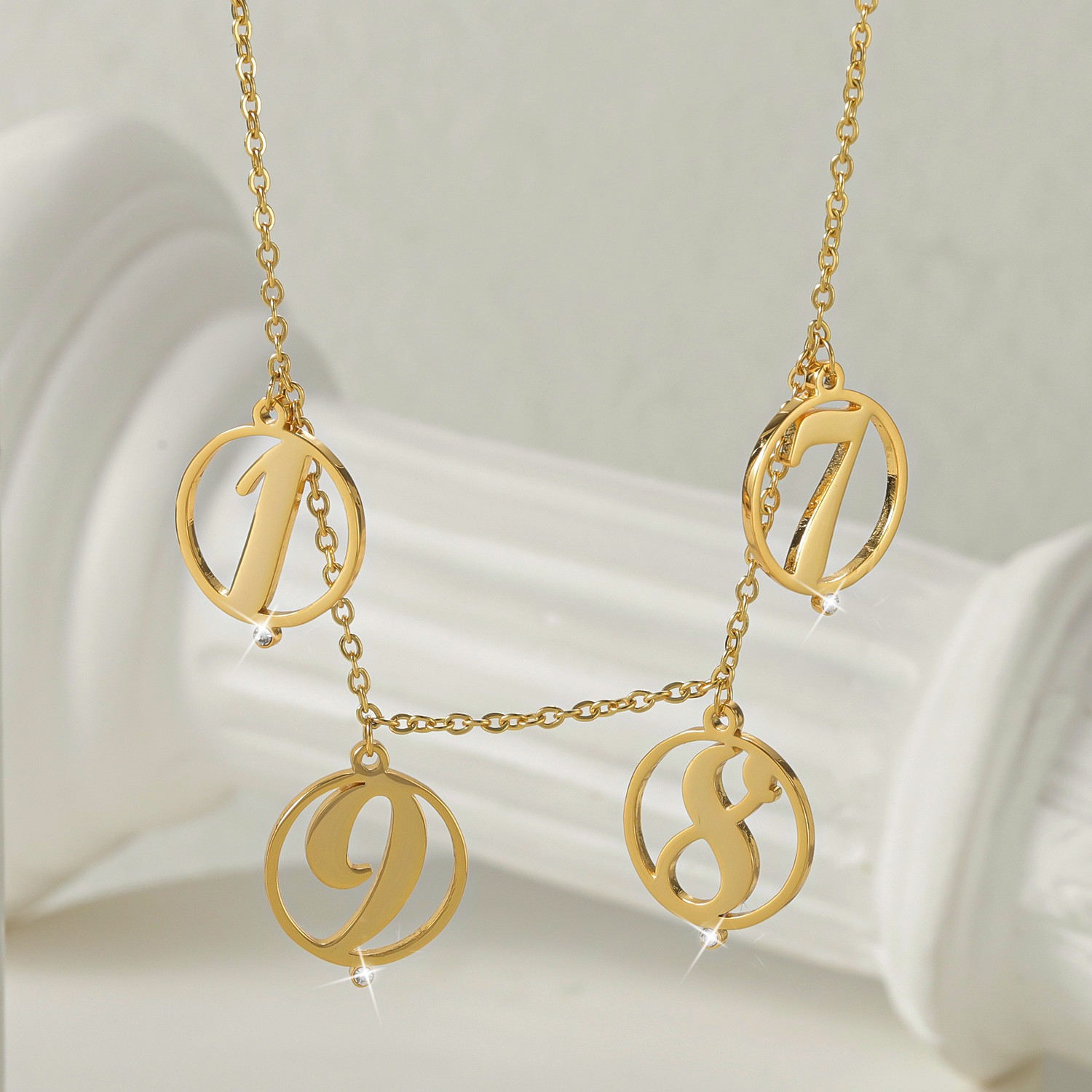 Customize Halo Multi Initial N - Initial Letter Necklace 18K Gold ulasan dan harga