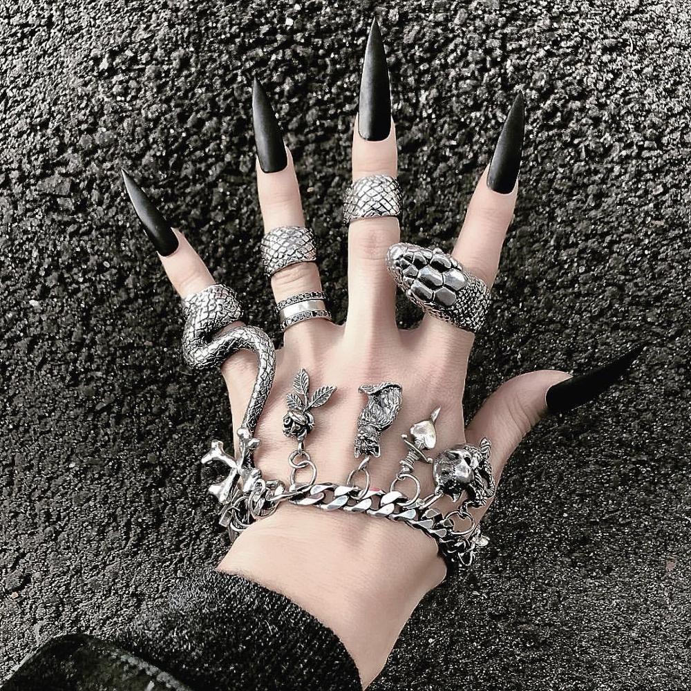 KMVEXO 4Pcs/Set Gothic Steampu - Vintage Punk Knuckle Rings Set ulasan dan harga