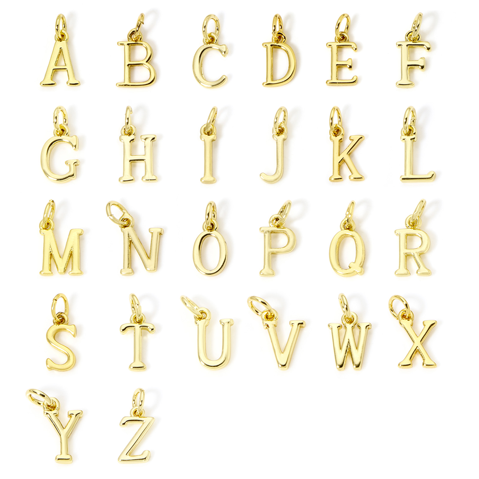 5 Piece Brass Charms 18K Gold  - Initial Letter Necklace 18K Gold ulasan dan harga