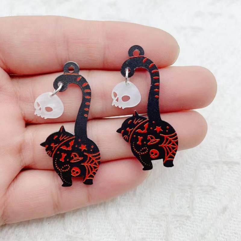 10pcs Halloween Acrylic Ghost  - Earrings ulasan dan harga