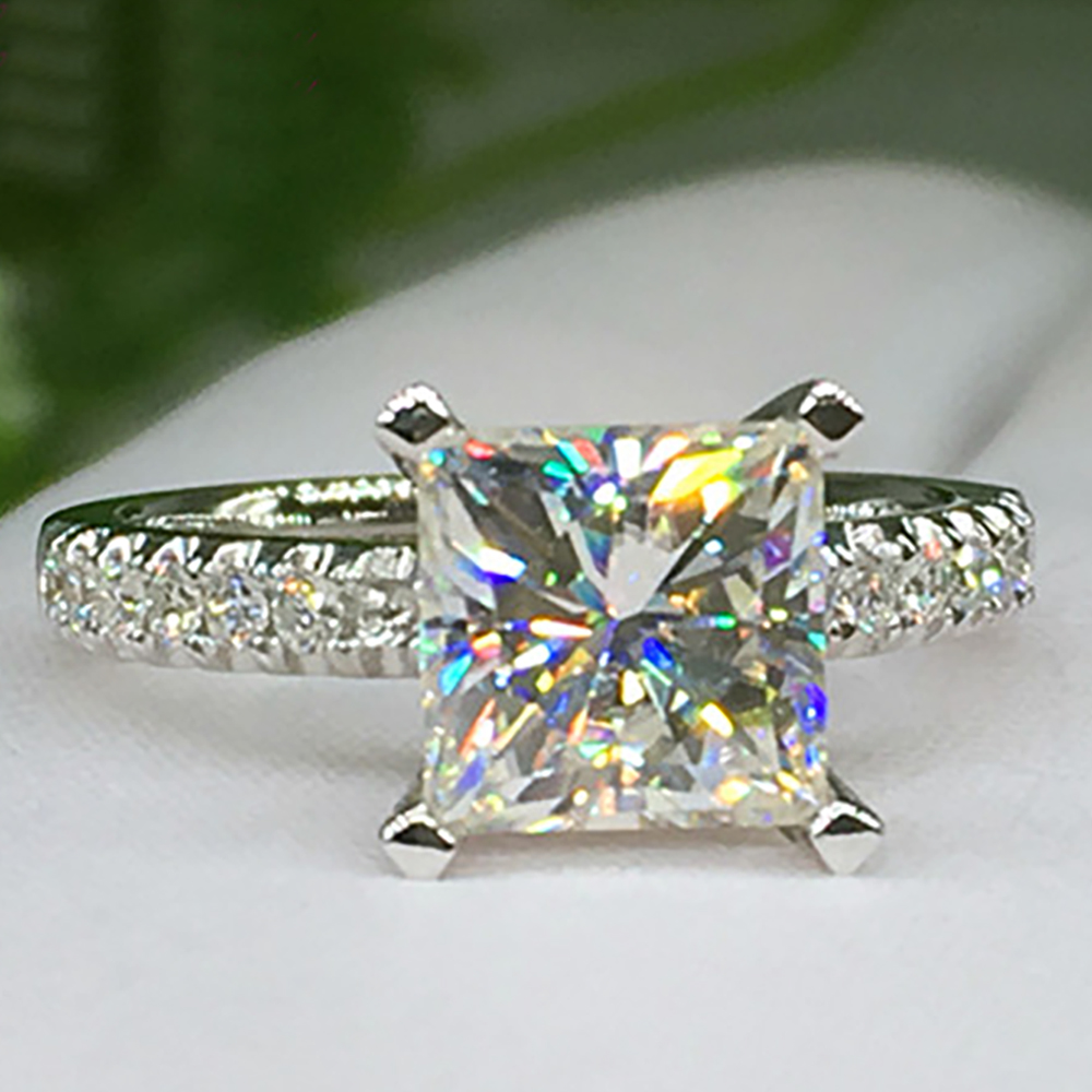Custom Solid 10K Au417 White G - Moissanite Engagement Ring 1 Carat ulasan dan harga
