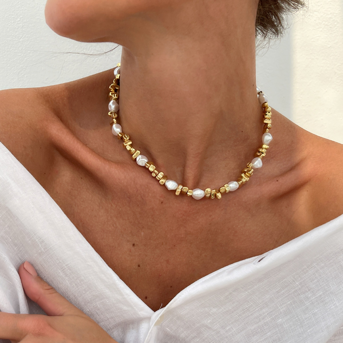 KunJoe Elegant Imitation Pearl - Pearl Choker Necklace Vintage ulasan dan harga