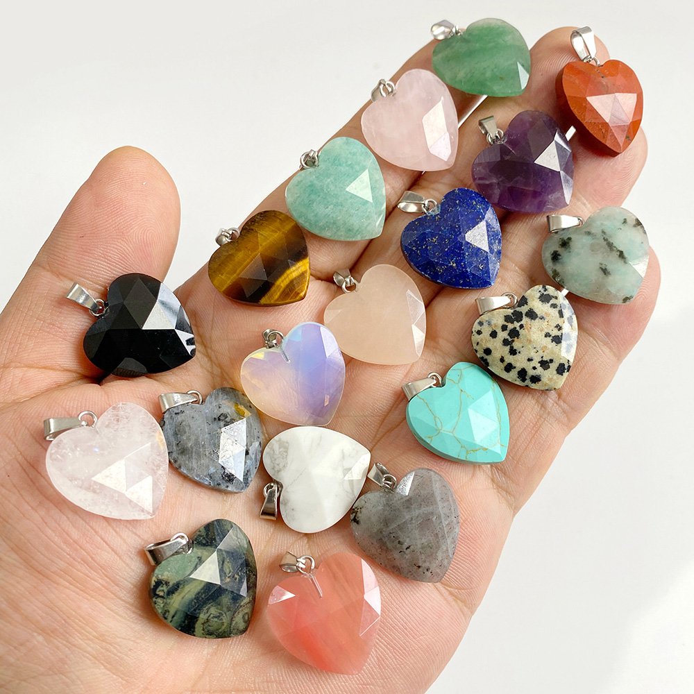1PC 20mm Faceted Heart Pendant - Crystal Pendant Necklace Natural Stone ulasan dan harga