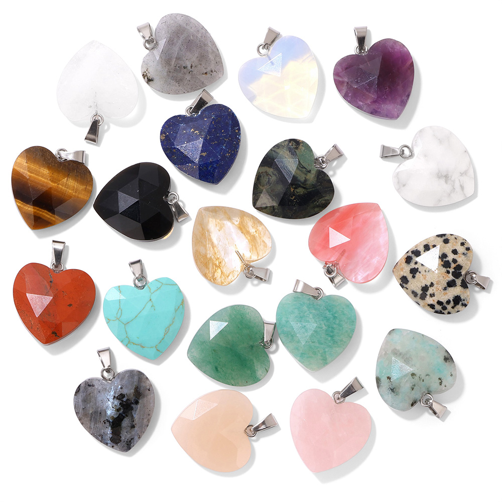 1PC 20mm Faceted Heart Pendant - Crystal Pendant Necklace Natural Stone ulasan dan harga