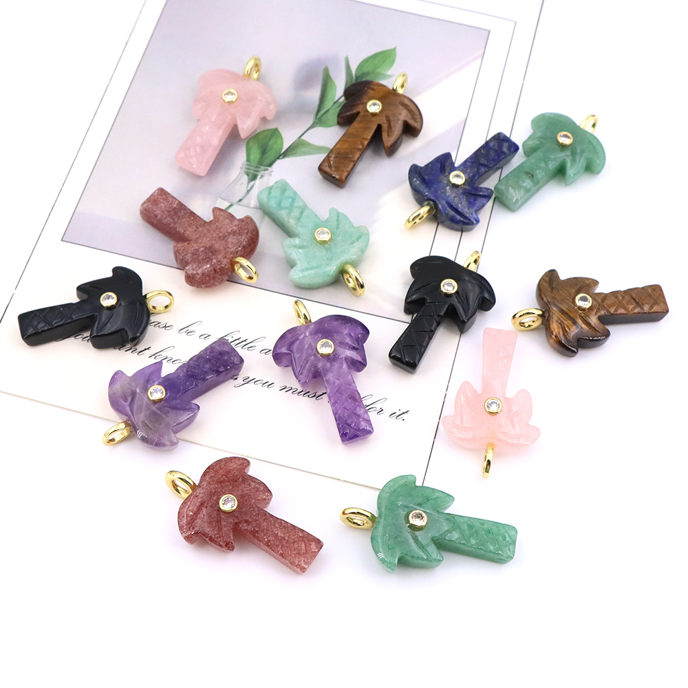 Natural Stone Coconut Tree Pen - Crystal Pendant Necklace Natural Stone ulasan dan harga