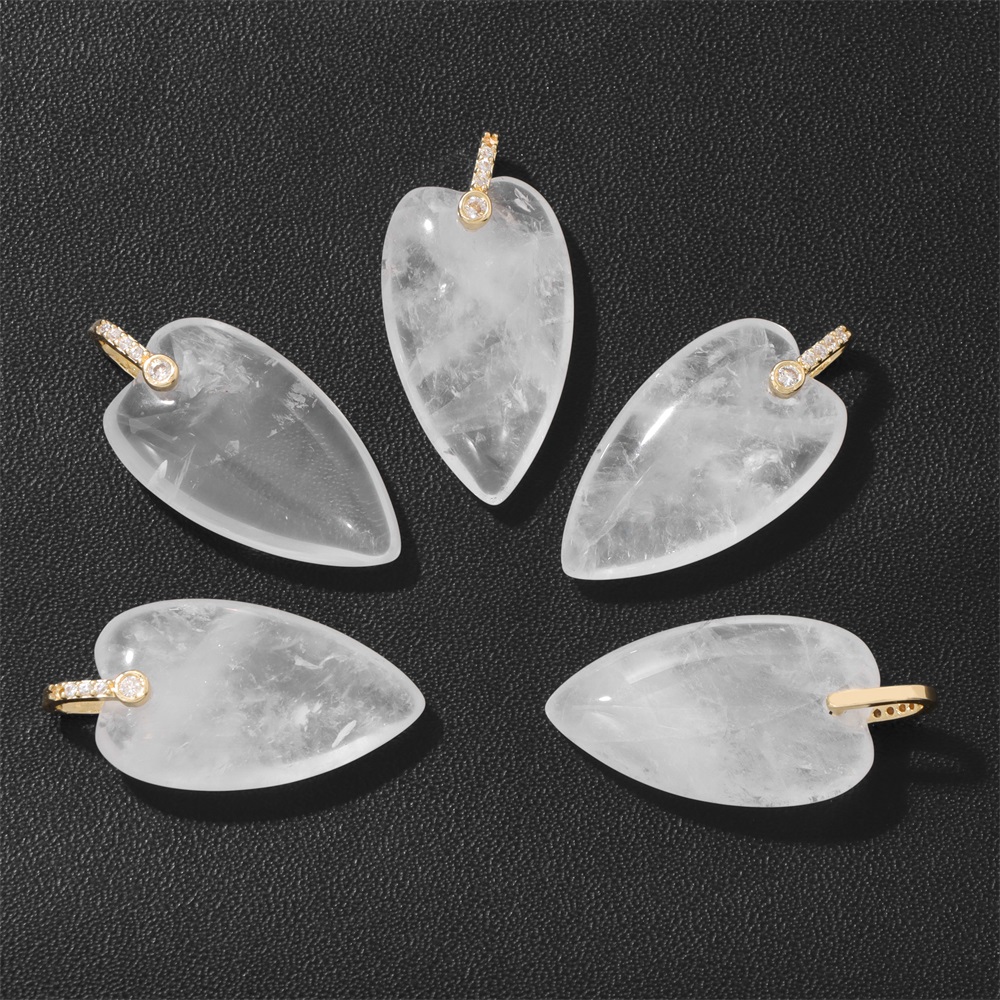 2Pcs Natural Stone Heart Penda - Crystal Pendant Necklace Natural Stone ulasan dan harga