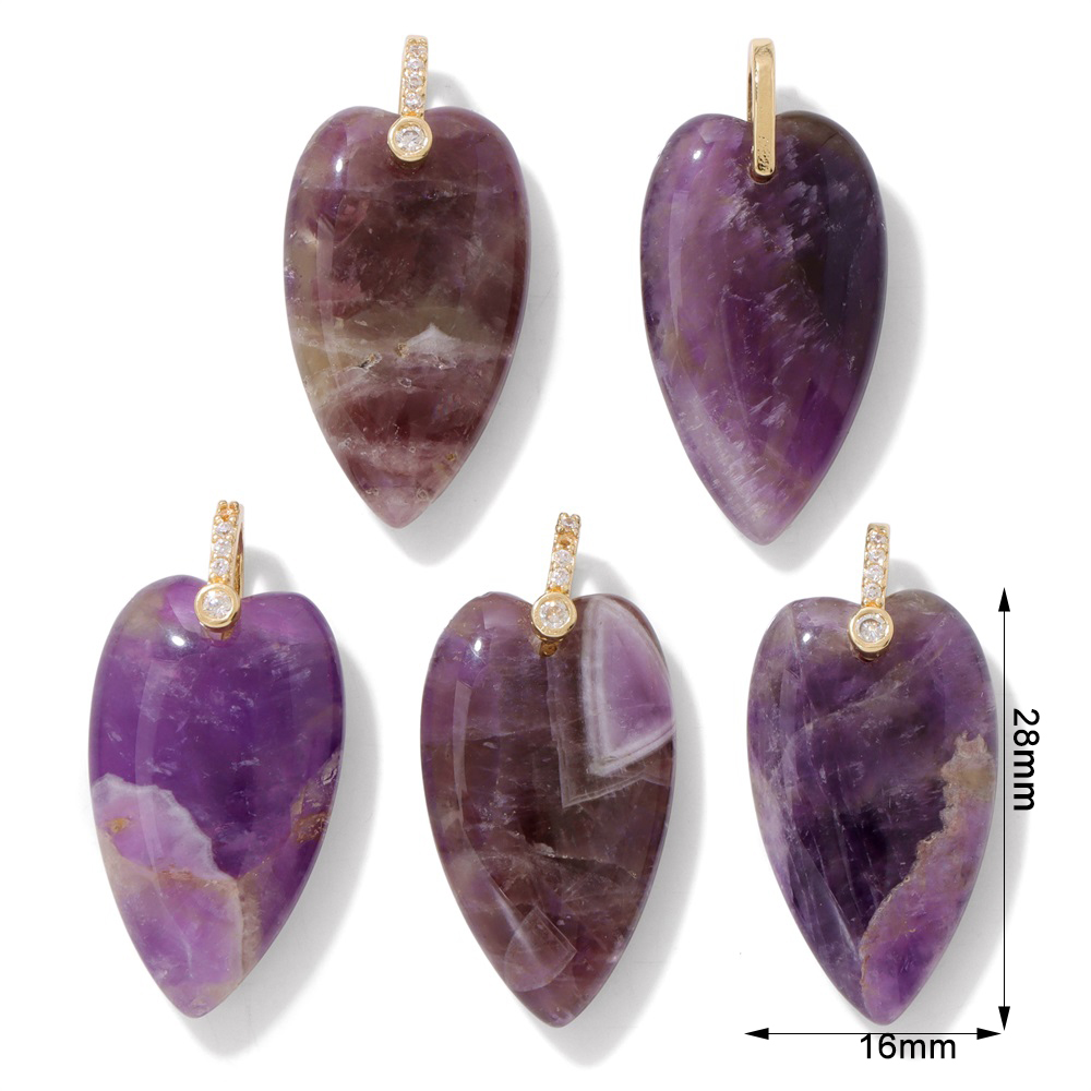 2Pcs Natural Stone Heart Penda - Crystal Pendant Necklace Natural Stone ulasan dan harga