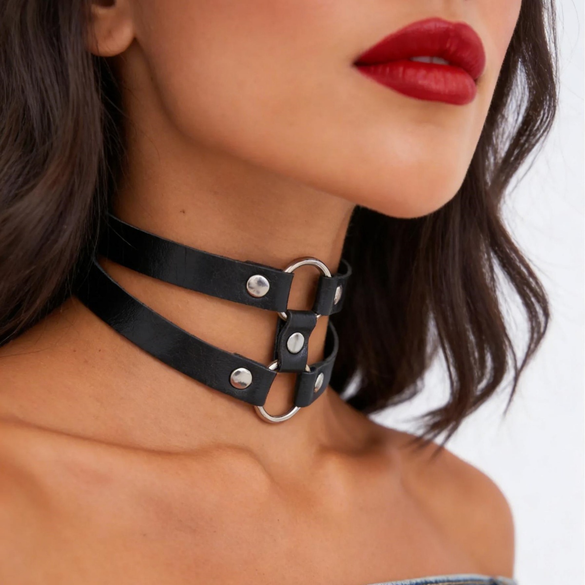 Fashion PU Leather Spiked Chok - Goth Punk Spike Choker ulasan dan harga