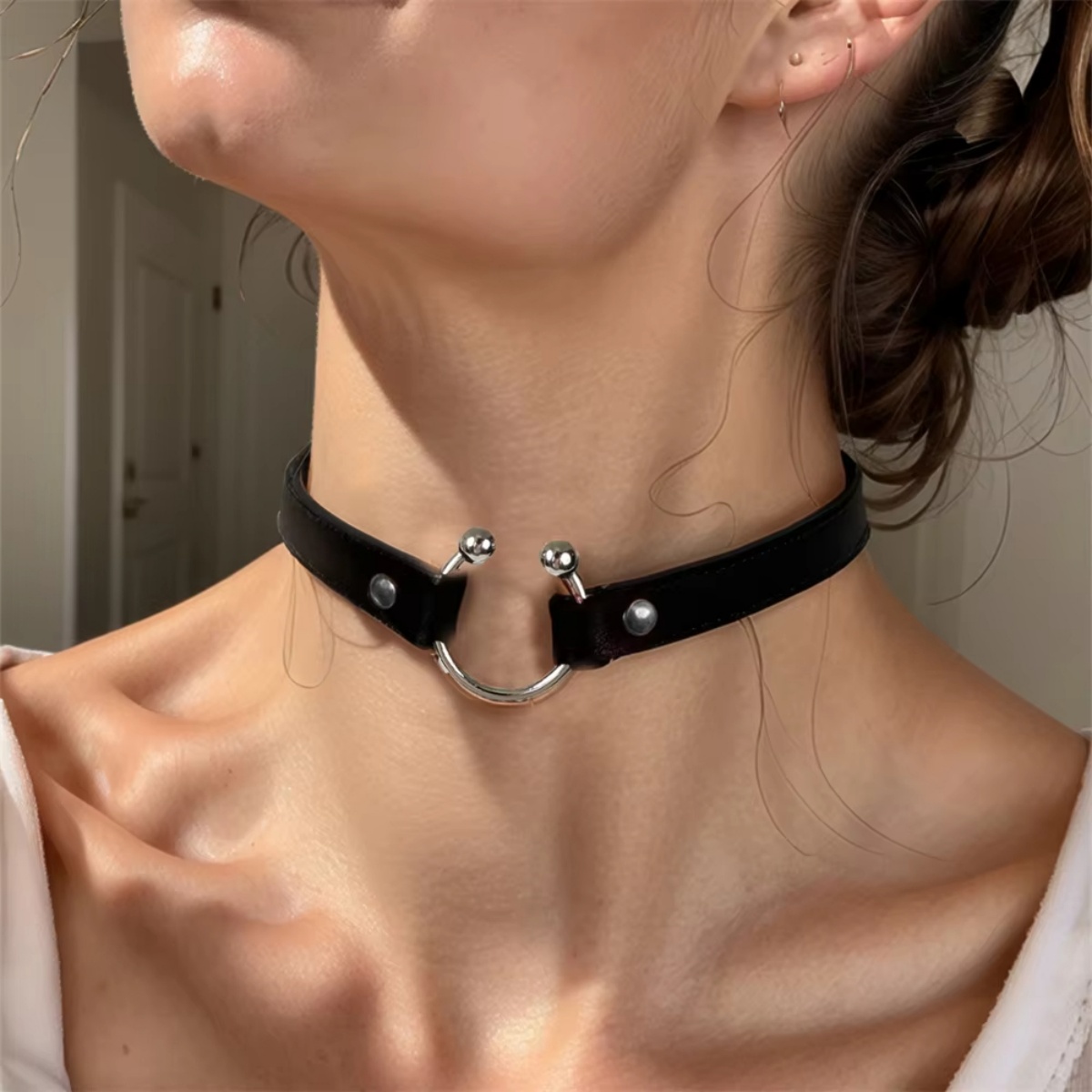 Fashion PU Leather Spiked Chok - Goth Punk Spike Choker ulasan dan harga