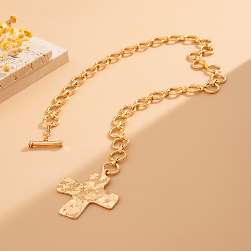 Hot sale Gold Layered Chunky C - Cross Pendant Necklace Gold ulasan dan harga
