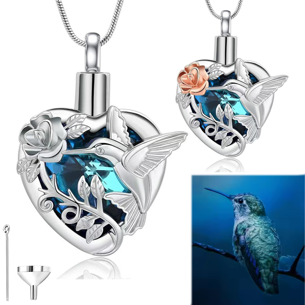 Hummingbird Heart Urn Locket N - Heart Locket Necklace Photo ulasan dan harga