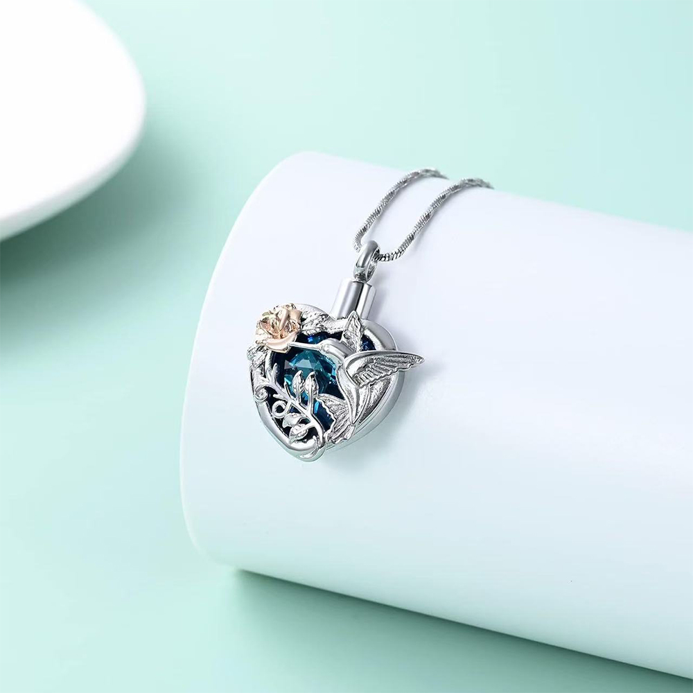 Hummingbird Heart Urn Locket N - Heart Locket Necklace Photo ulasan dan harga
