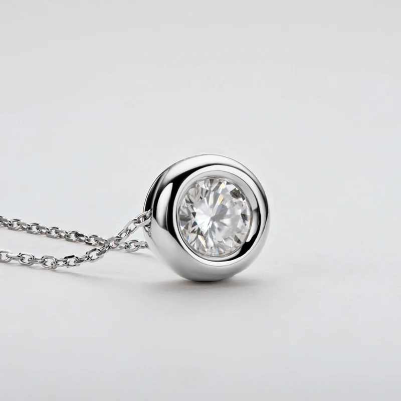 1ct 2ct 3ct D VVS1 Bezel Moiss - 925 Sterling Silver Chain Necklace Men ulasan dan harga