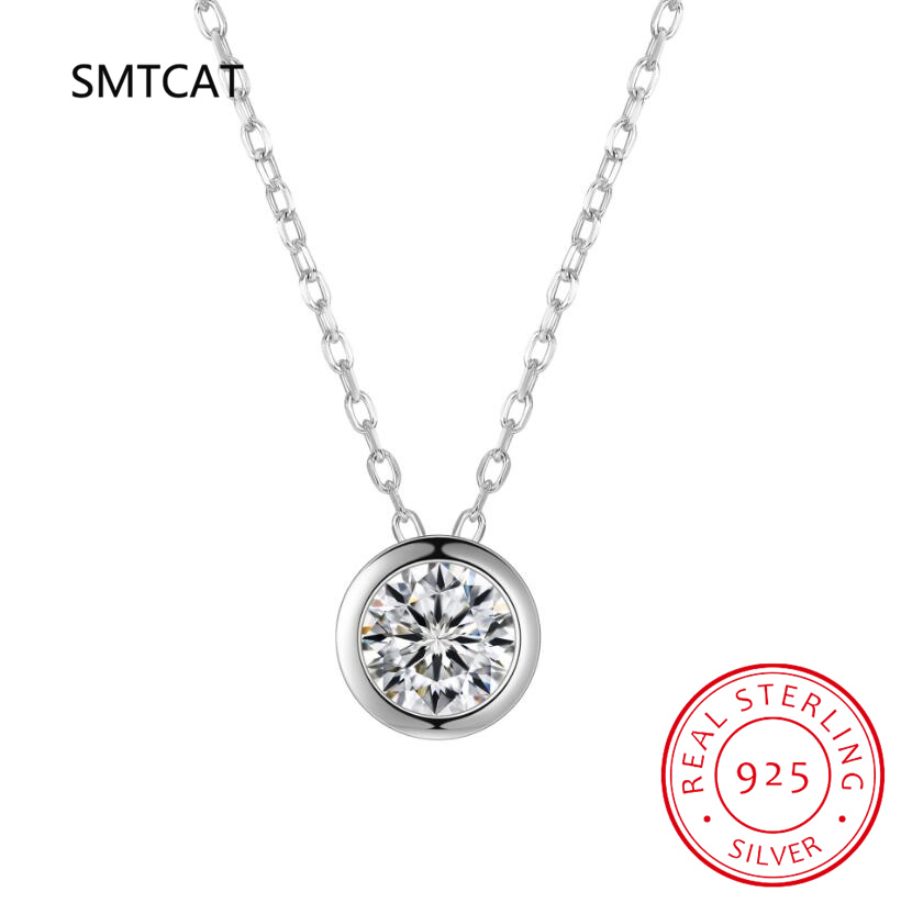 1ct 2ct 3ct D VVS1 Bezel Moiss - 925 Sterling Silver Chain Necklace Men ulasan dan harga