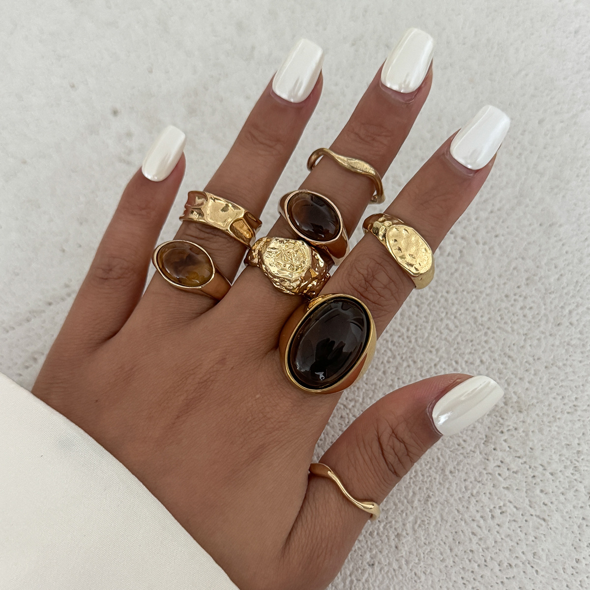 8Pcs/Set Vintage Amber Rhinest - Vintage Punk Knuckle Rings Set ulasan dan harga