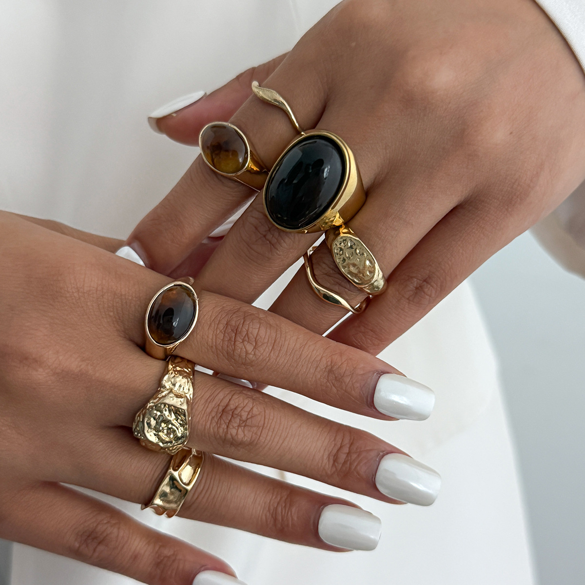 8Pcs/Set Vintage Amber Rhinest - Vintage Punk Knuckle Rings Set ulasan dan harga