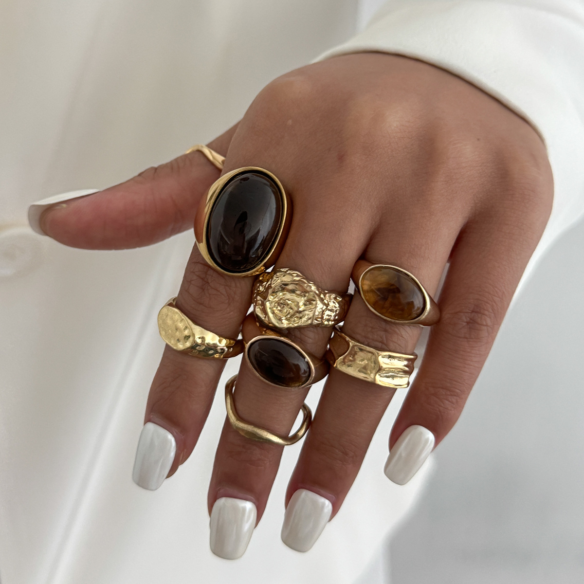 8Pcs/Set Vintage Amber Rhinest - Vintage Punk Knuckle Rings Set ulasan dan harga