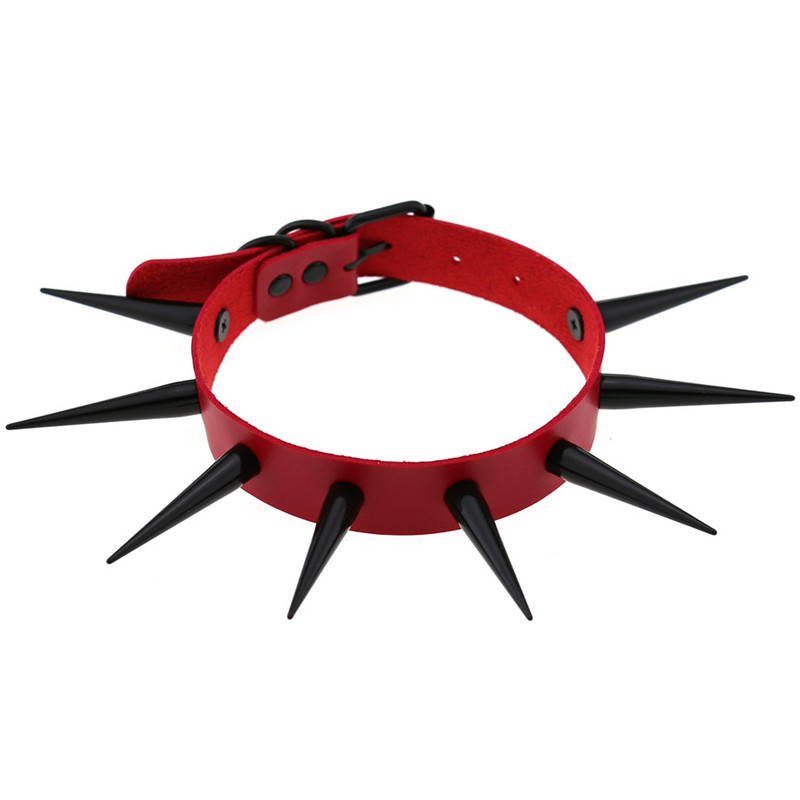 Red Long Spike Choker Punk Col - Goth Punk Spike Choker ulasan dan harga