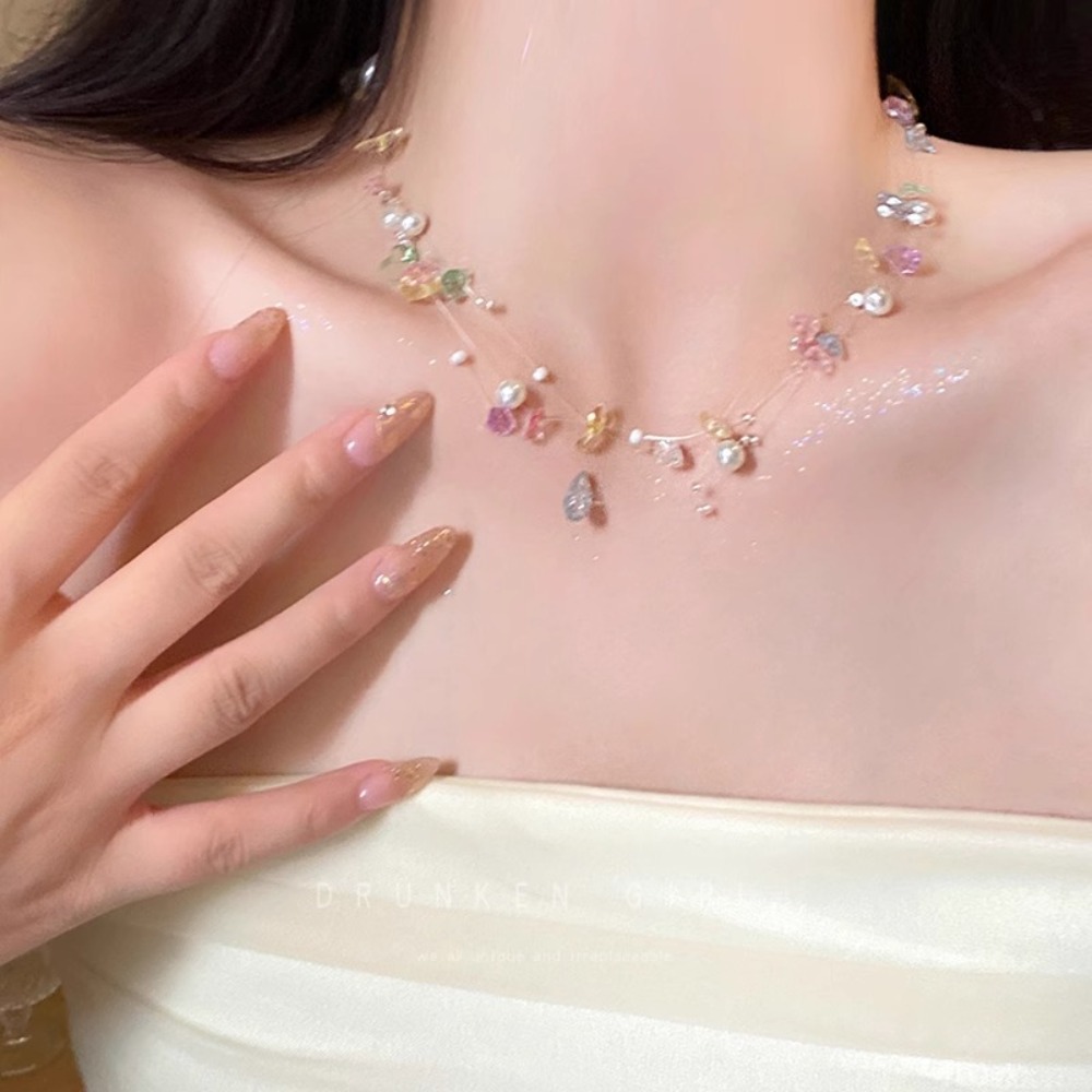 Colorful Starfish Shell Pearl  - Layered Pendant Necklace Aesthetic ulasan dan harga