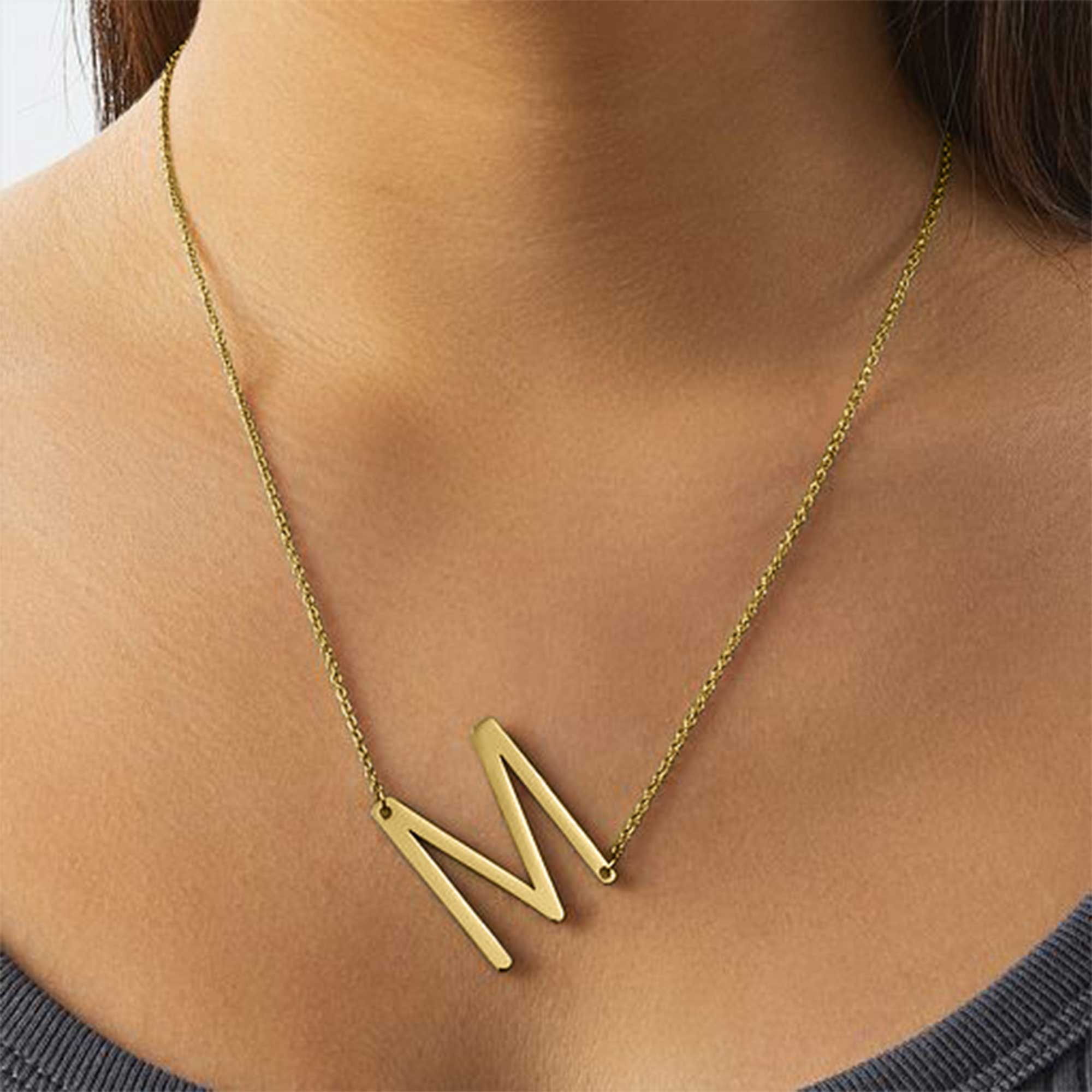 Statement Initial Necklace Per - Initial Letter Necklace 18K Gold ulasan dan harga