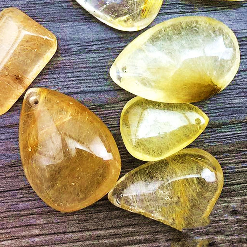 Gold Rutilated Quartz Crystal  - Crystal Pendant Necklace Natural Stone ulasan dan harga