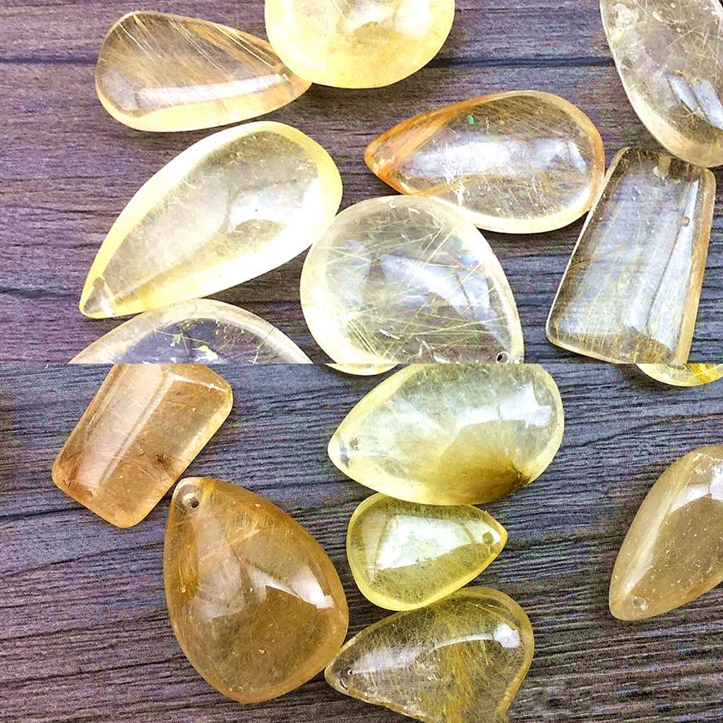 Gold Rutilated Quartz Crystal  - Crystal Pendant Necklace Natural Stone ulasan dan harga