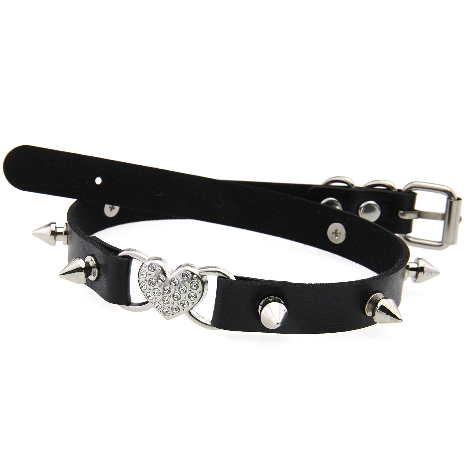 Goth Heart Collar Black Choker - Goth Punk Spike Choker ulasan dan harga