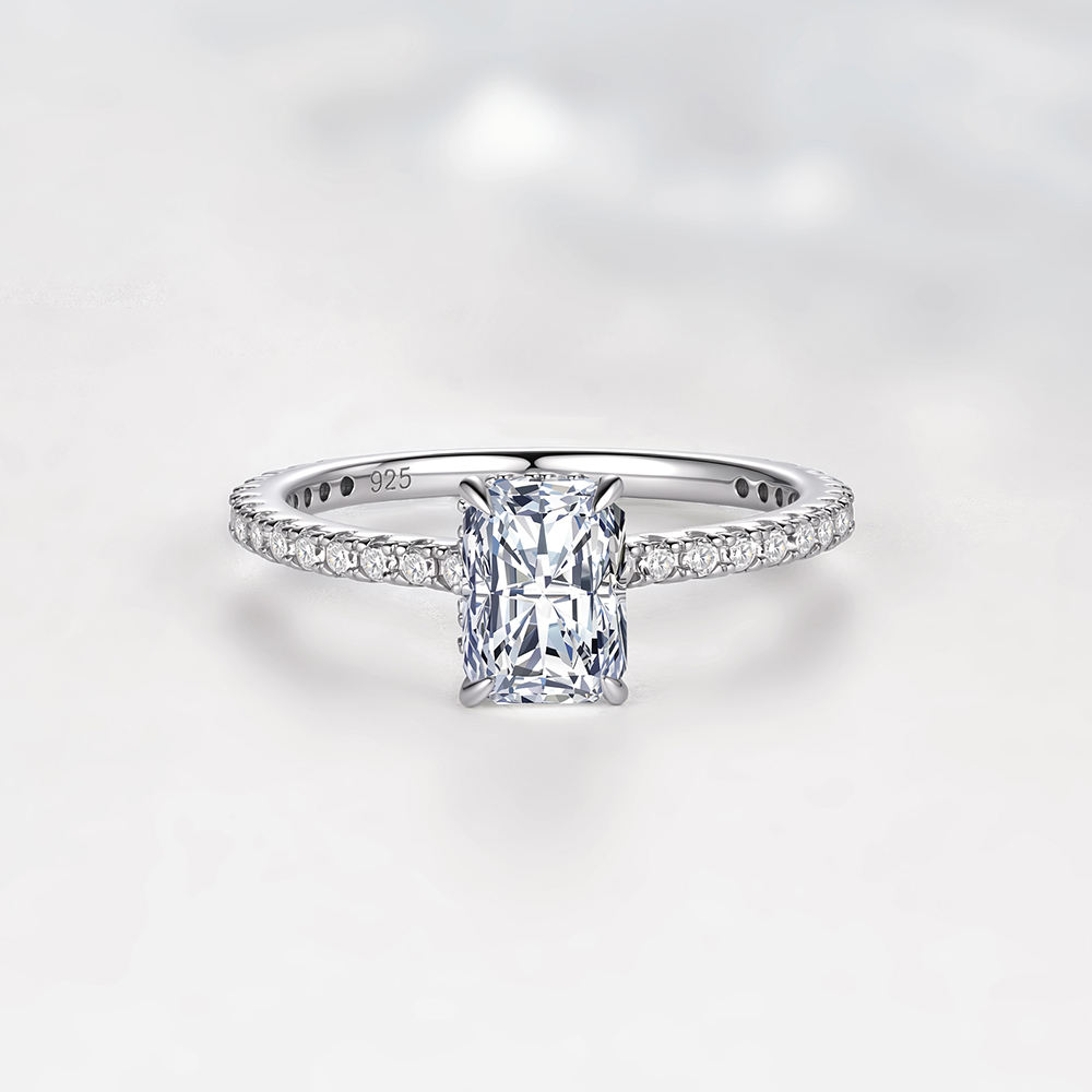 S925 Sterling Silver Simple Fo - Moissanite Engagement Ring 1 Carat ulasan dan harga