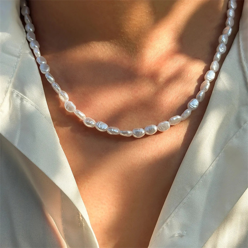 Fashion Simple Imitation Pearl - Pearl Choker Necklace Vintage ulasan dan harga
