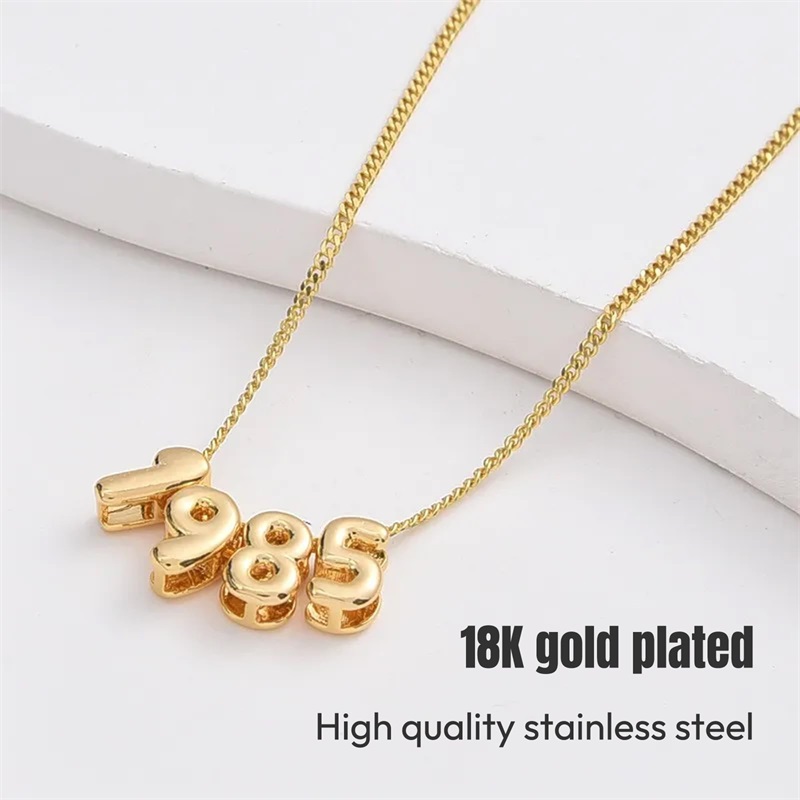 Personalized 3D Bubble Letter  - Initial Letter Necklace 18K Gold ulasan dan harga