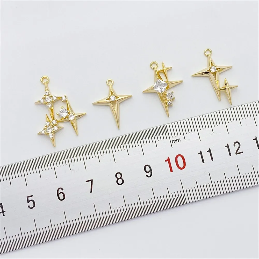 14K Gold-plated Micro-inlaid Z - Cross Pendant Necklace Gold ulasan dan harga