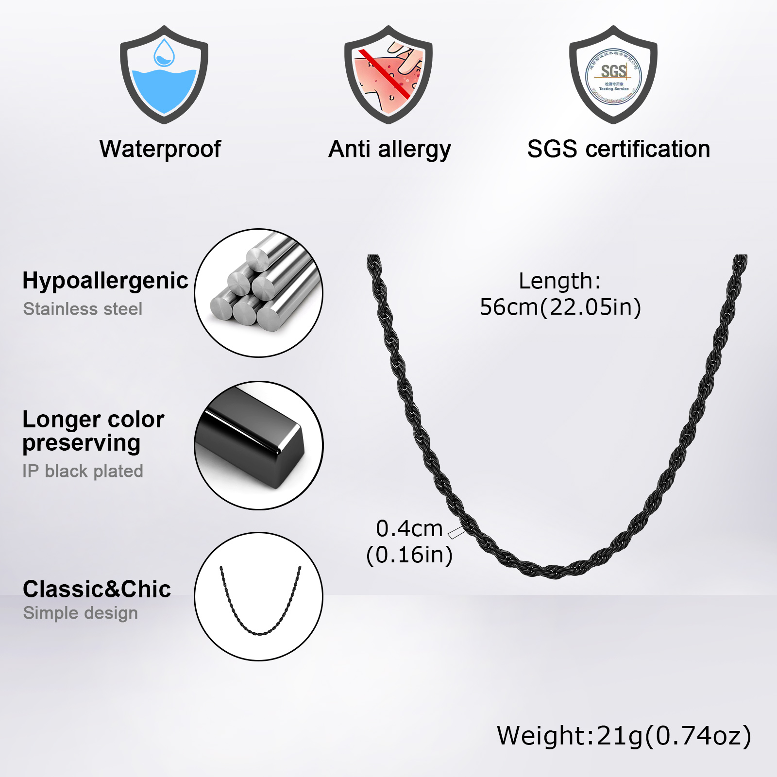 Punk Vintage Rope Chain Neckla - Cuban Link Chain 12Mm ulasan dan harga
