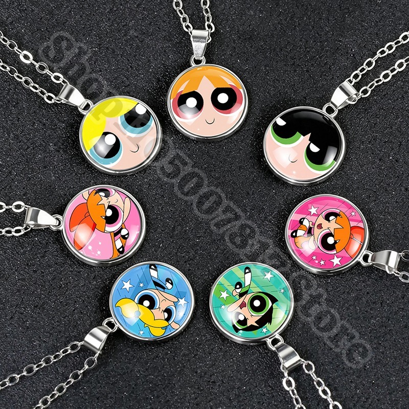 Kawaii The Powerpuffs Girls Cu - Anime Pendant Necklace ulasan dan harga