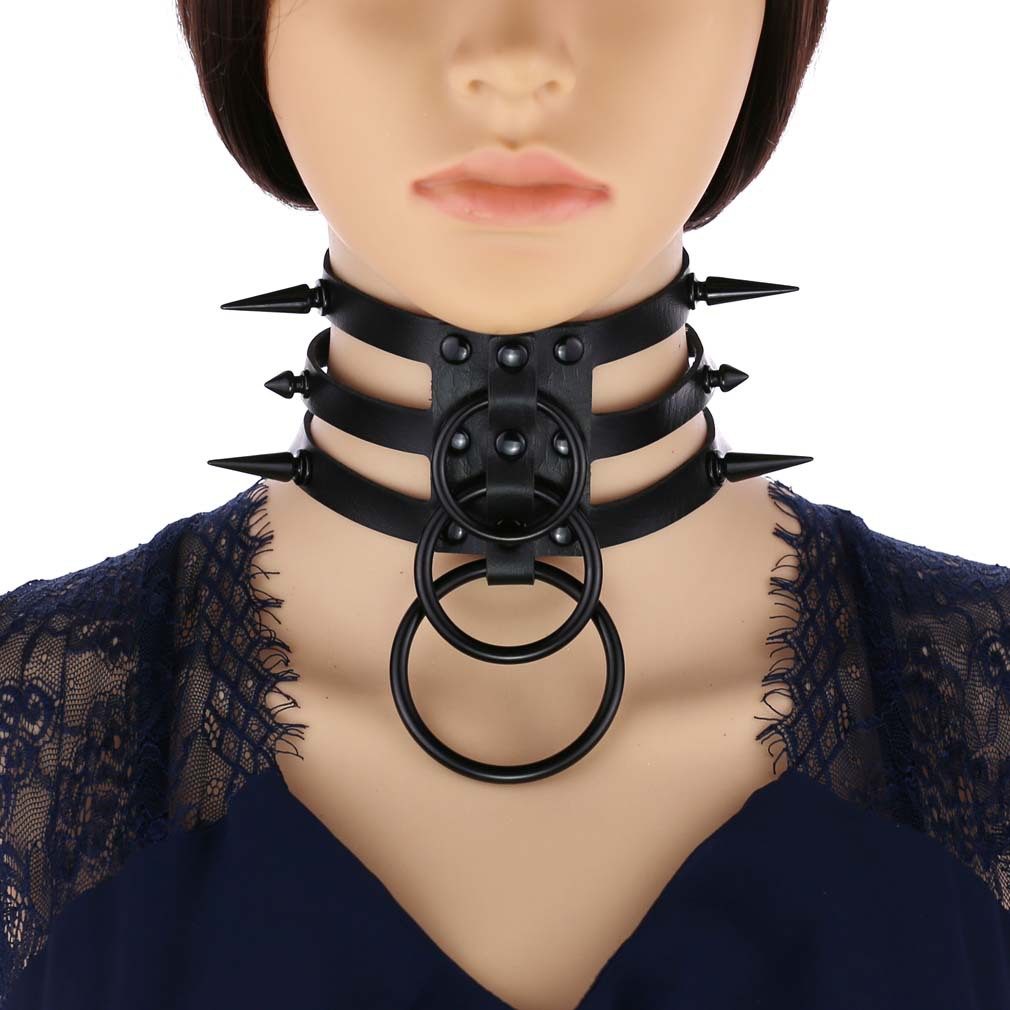 Fashion Women Men Black Rivet  - Goth Punk Spike Choker ulasan dan harga