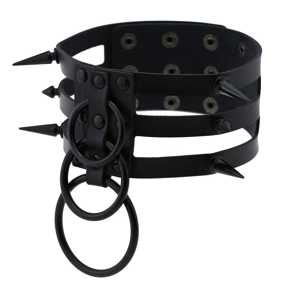 Fashion Women Men Black Rivet  - Goth Punk Spike Choker ulasan dan harga