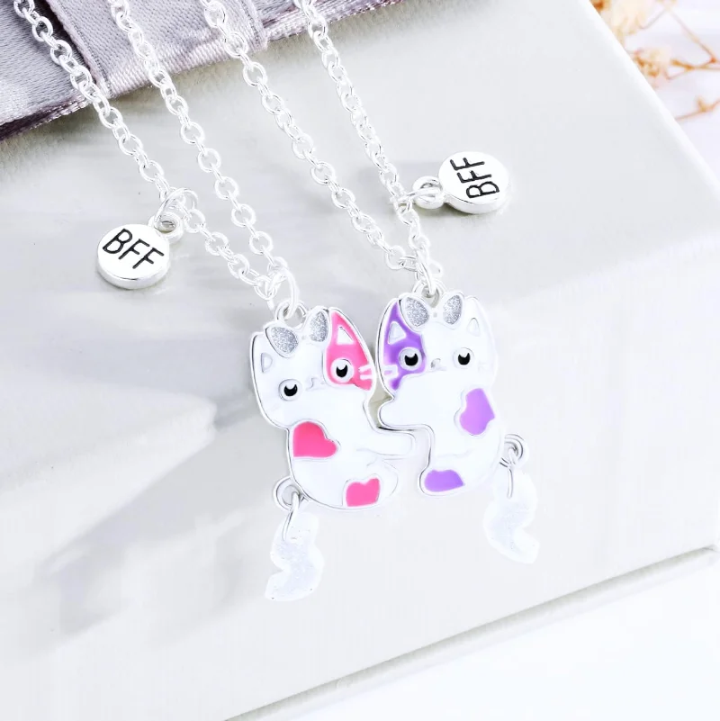 2Pcs Best Friend Pendant Gifts - Magnetic Couple Matching Necklaces ulasan dan harga