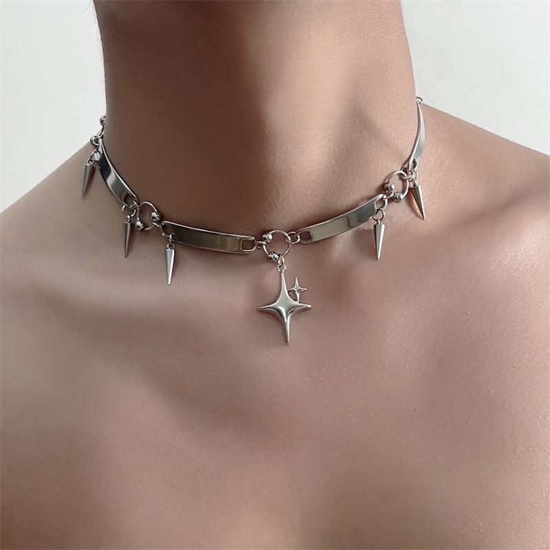 Hiphop Stainless Steel Punk St - Goth Punk Spike Choker ulasan dan harga