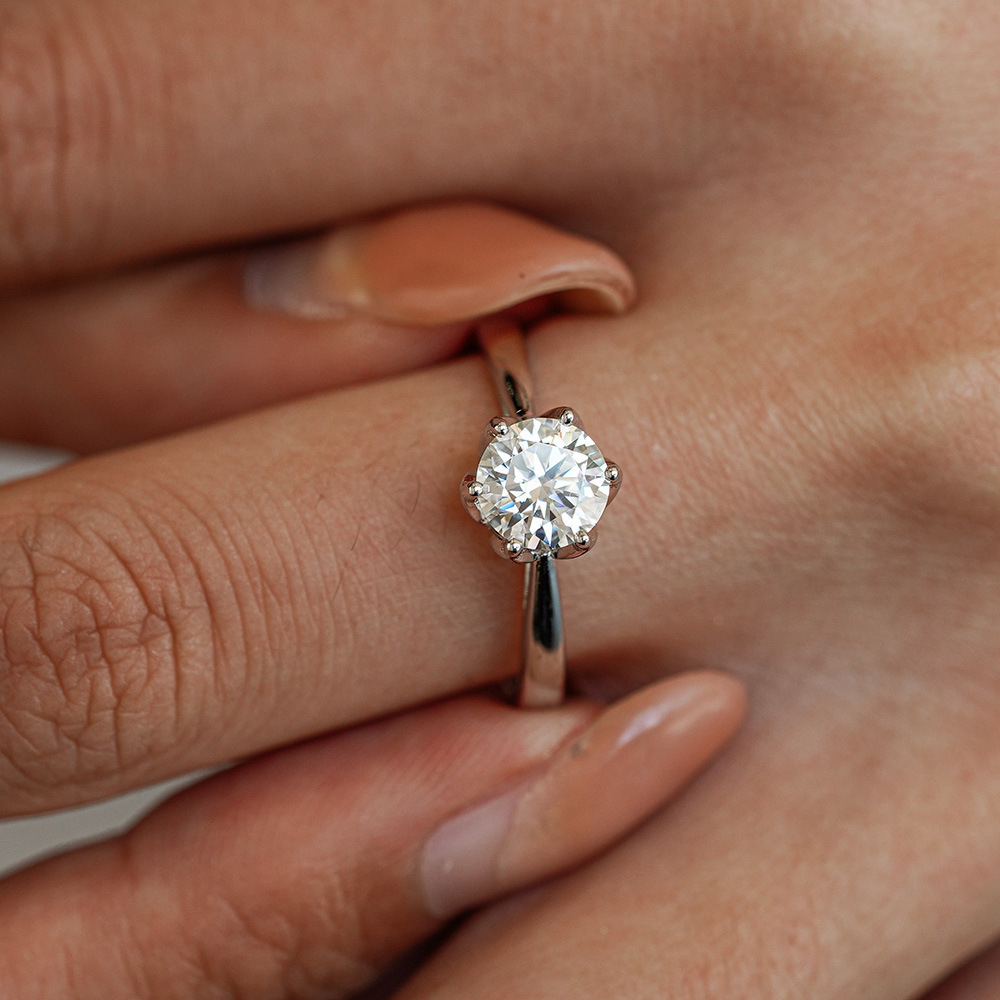 JoyceJelly Classic Six-Claw Mo - Moissanite Engagement Ring 1 Carat ulasan dan harga