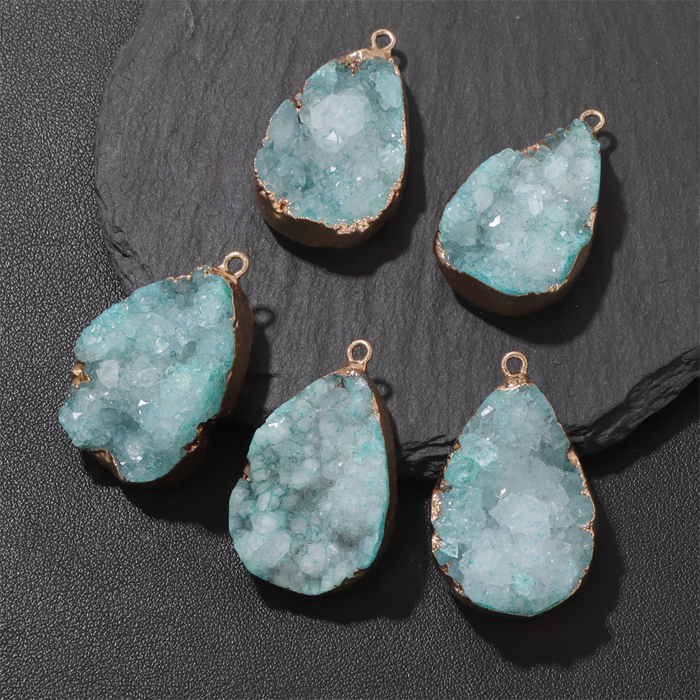 1PC Natural Agate Geode Pendan - Crystal Pendant Necklace Natural Stone ulasan dan harga